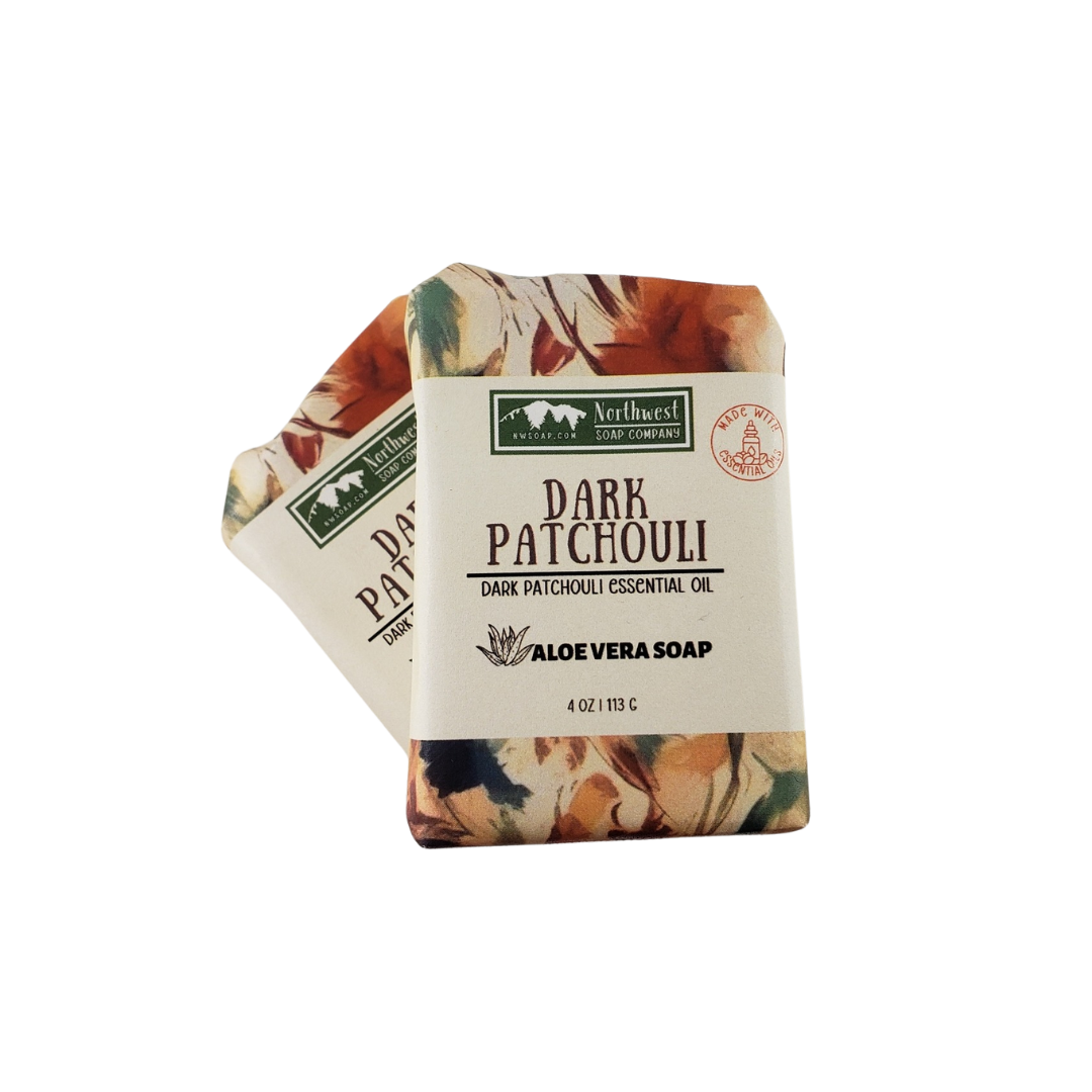 NW Soap Dark Patchouli Body Bar colored with red oxide.