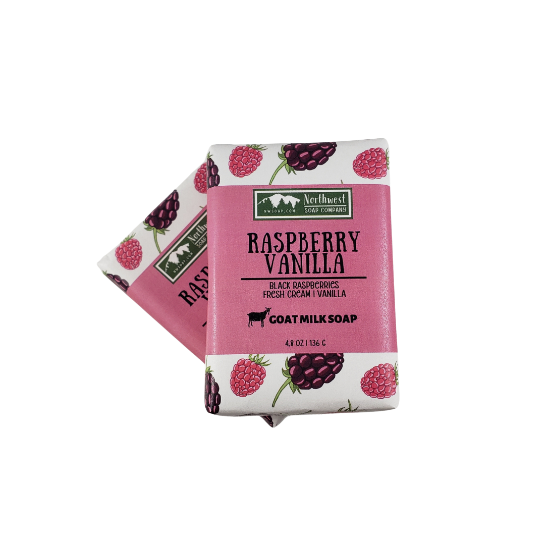 NW Soap Raspberry Vanilla body bars unwrapped.  
