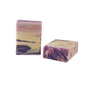 NW Soap Infatuation body bars unwrapped in pink and purples.