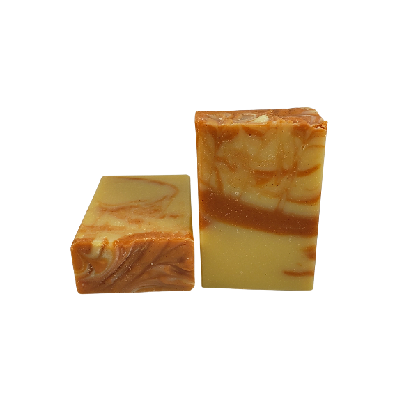 NW Soap Company two unwrapped bars of Orange and Clove Natural Body Bars