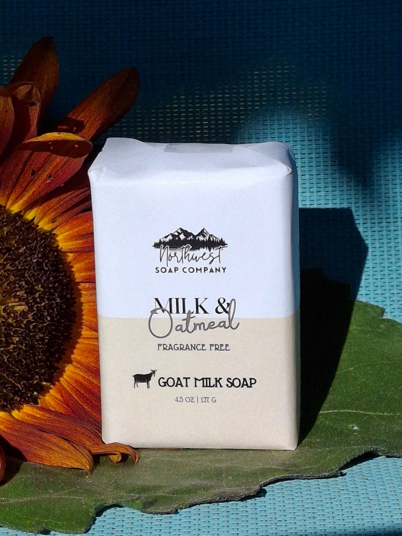 NW Soap Company Milk and Oatmeal goat milk soap bars unwrapped. 