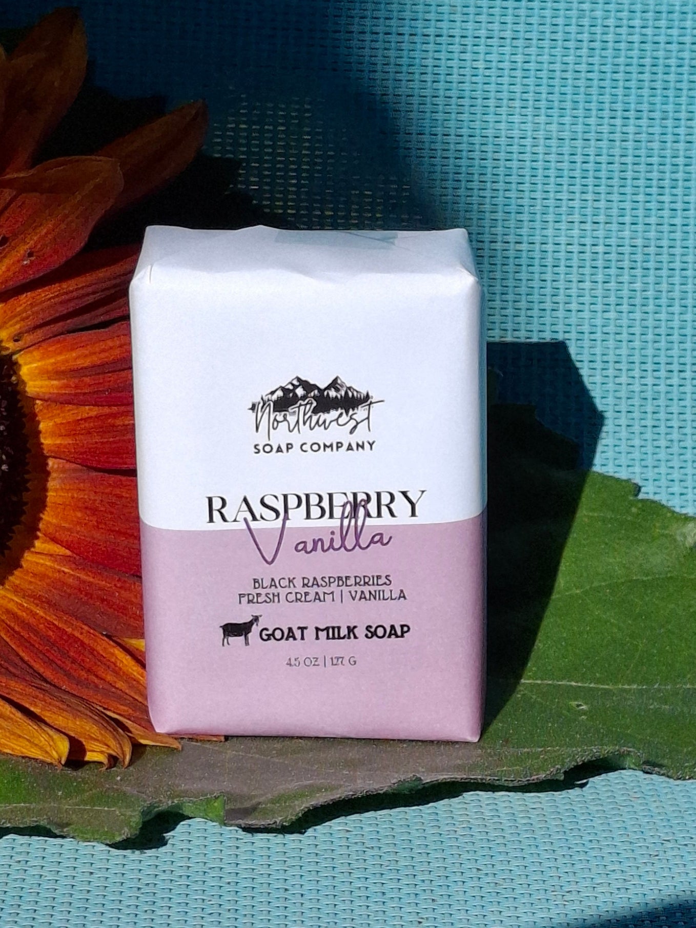 NW Soap Raspberry Vanilla body bars unwrapped.  
