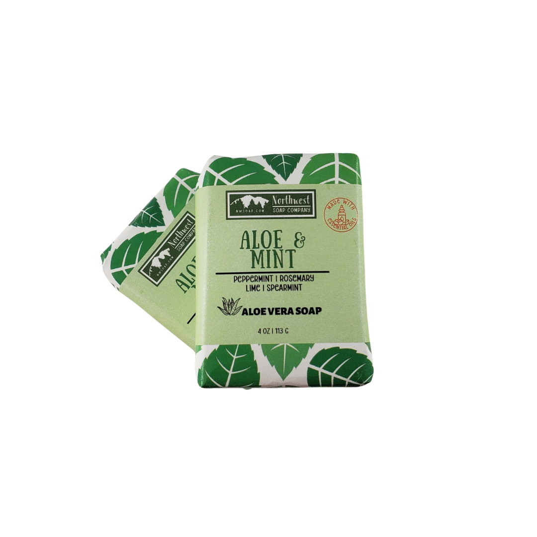 NW Soap unwrapped bars of green Aloe and Mint Body Bars
