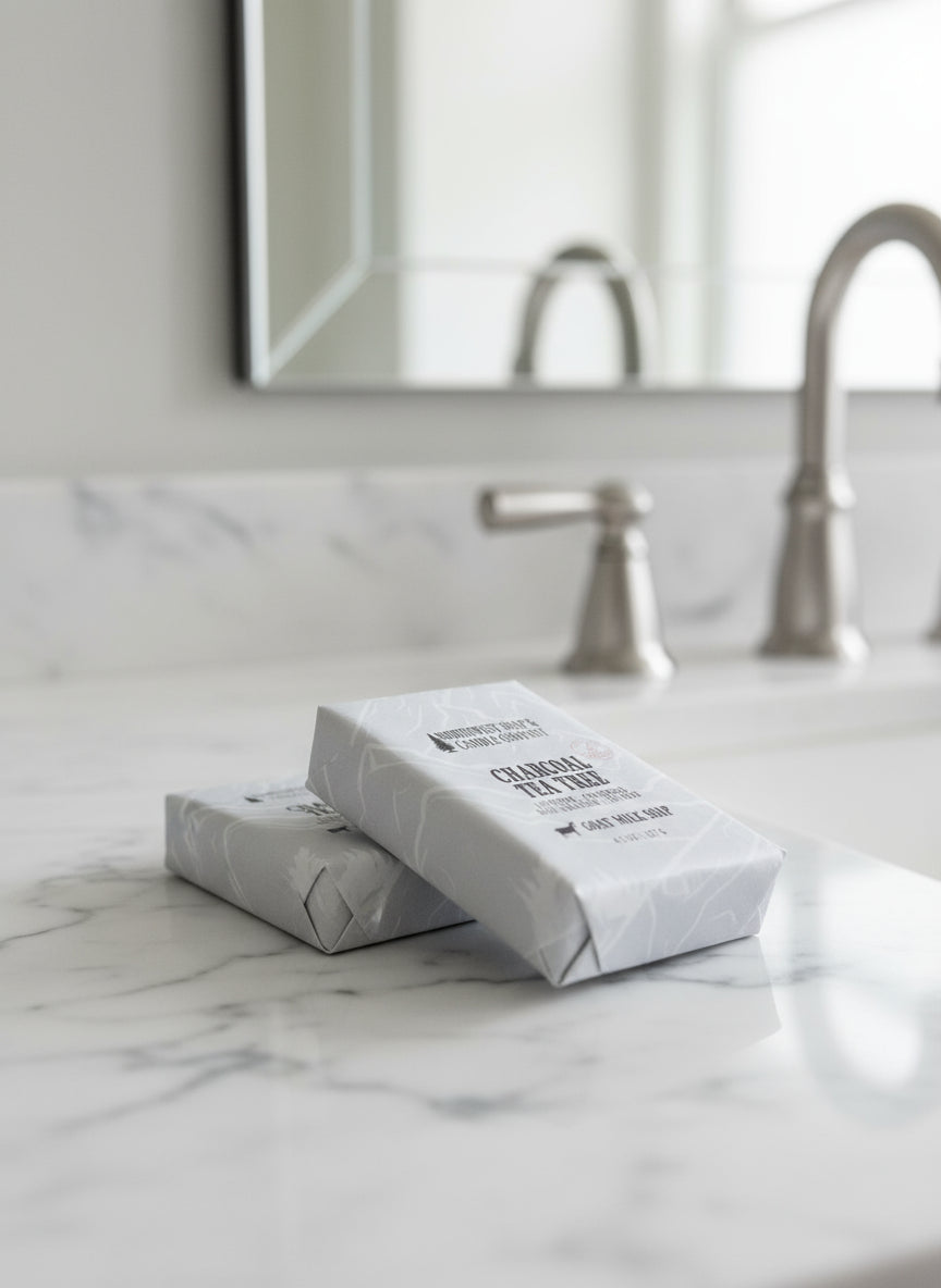 NW Soap Charcoal and Tea Tree body bar with activated charcoal.