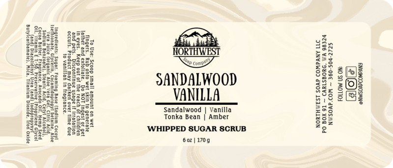 Whipped Sugar Scrub 6 oz in Sandalwood Vanilla for Northwest Soap Company